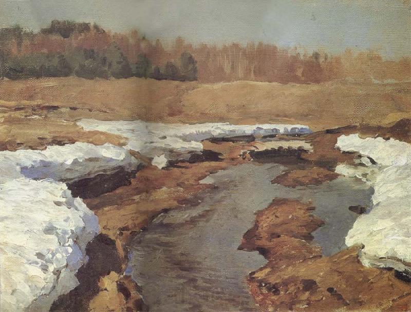 Levitan, Isaak Fruhling the last snow France oil painting art